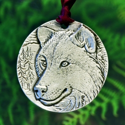 Wildlife Wolf Pewter Christmas Ornament | Treasure Cast