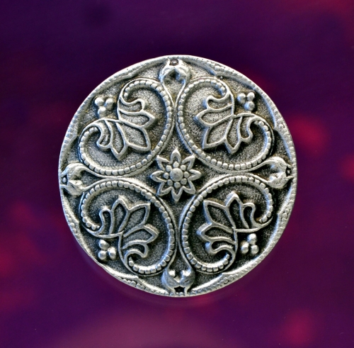 Renaissance Style Pewter Button  1 1/8 Inch (28 mm) by Treasure Cast Pewter