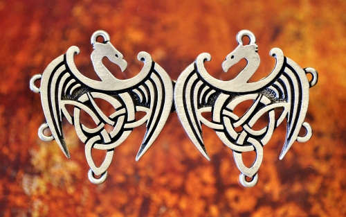 Celtic Dragon Pewter Cloak Clasp, Medieval Jewelry, Cloak Clasp, SCA, Celtic Jewelry, Handcrafted Jewelry