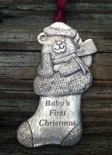 pewter baby's first christmas ornament