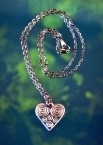 Celtic Spiral Heart Necklace in Fine Pewter 3/4